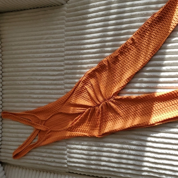 Orange Textured Jumpsuit - Picture 3 of 10